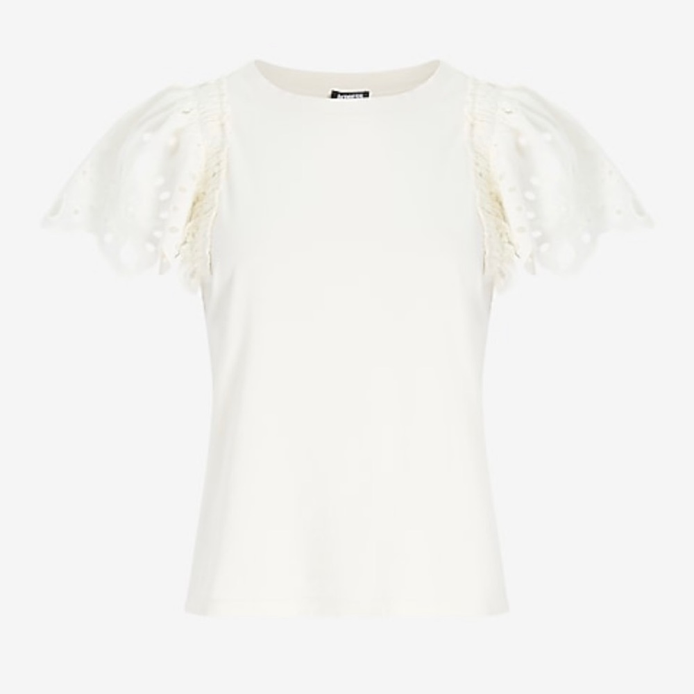 Express eyelet flutter sleeve tee
